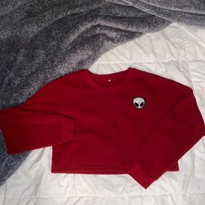 Red Alien Cropped Shirt / Sweatshirt